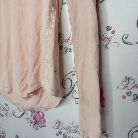 Lululemon long sleeve stretchy pink top logo on back soft buttery workout yoga - Picture 8 of 9